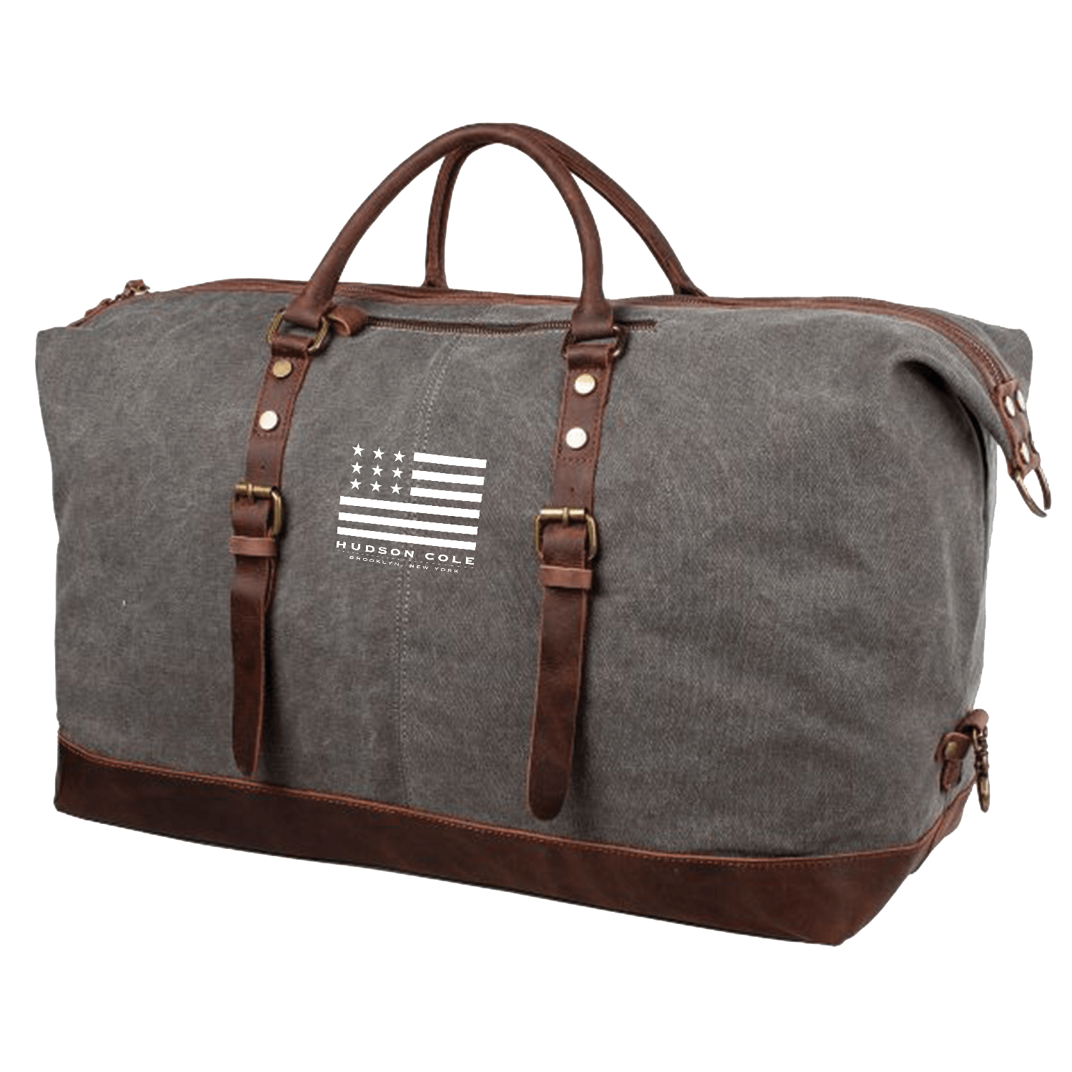 OVERSIZED CANVAS DUFFLE WITH LEATHER TRIM - Hudson Cole BKNY - Luggage
